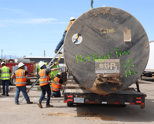 Tank loading, old tank removal