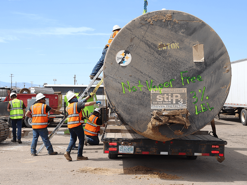 Tank loading, old tank removal